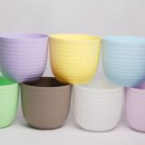 Verona round planter collection in Blue, Yellow, White, Mocca — Harshdeep Verona